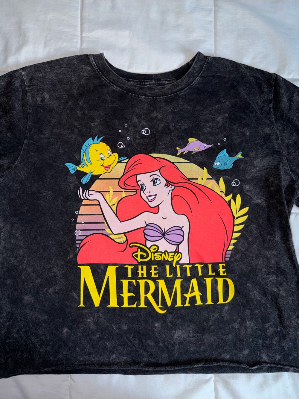 Disney The Little Mermaid Black Graphic Cropped Tee - Large - Picture 2 of 7